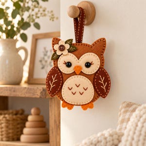 Felt Owl Ornament Sewing Pattern PDF, Woodland Owl Decor, Hand Stitching Template