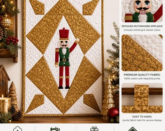 Toy Soldier Wall Hanging Quilt Pattern PDF, Christmas Nutcracker Applique Quilt, Holiday Wall Decor Tutorial