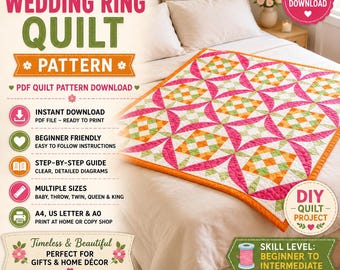 Neun Patch Medley Quilt Muster PDF, On Point Quilt Muster, Patchwork Quilt Muster, Modernes Quilt Design,