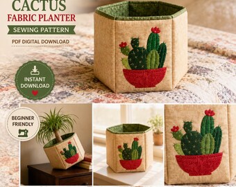 Modello PDF per coprivaso per cactus, coprivaso in tessuto, coprivaso per piante grasse, modello di cucito per coprivaso, download immediato