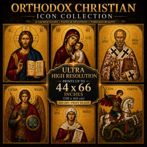 Icono bizantino dorado, lámina religiosa para imprimir, icono del matadragones, arte mural para iglesias.