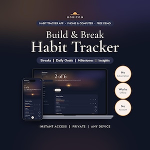 Habit Tracker App | Daily Habit Tracker with Streaks & Goals | Digital Habit Tracker | Horizon image 2