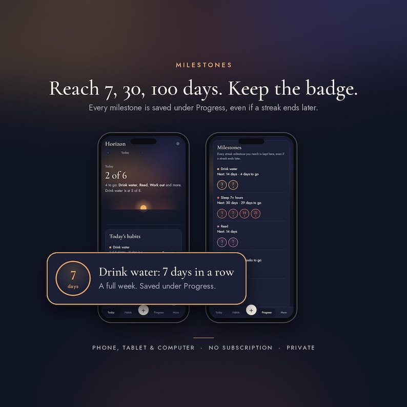 Habit Tracker App | Daily Habit Tracker with Streaks & Goals | Digital Habit Tracker | Horizon image 6