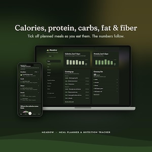 Meal Planner App for Phone & Computer | Weekly Meal Plan, Grocery List, Calorie and Macro Tracker | No Subscription | Meadow image 5