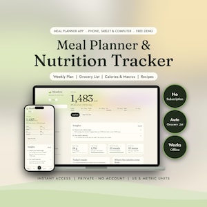 Meal Planner App for Phone & Computer | Weekly Meal Plan, Grocery List, Calorie and Macro Tracker | No Subscription | Meadow image 2