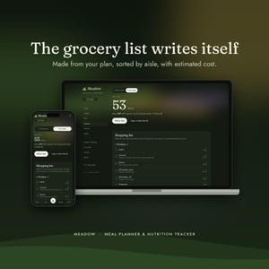 Meal Planner App for Phone & Computer | Weekly Meal Plan, Grocery List, Calorie and Macro Tracker | No Subscription | Meadow image 4