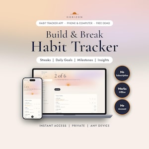 Habit Tracker App | Daily Habit Tracker with Streaks & Goals | Digital Habit Tracker | Horizon image 1