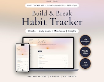 Habit Tracker App | Daily Habit Tracker with Streaks & Goals | Digital Habit Tracker | Horizon