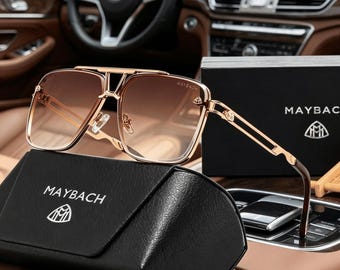 Lunettes de soleil carrées polarisantes haut de gamme avec un design creux, une monture en métal doré et des verres dégradés ; lunettes de soleil de luxe pour hommes.