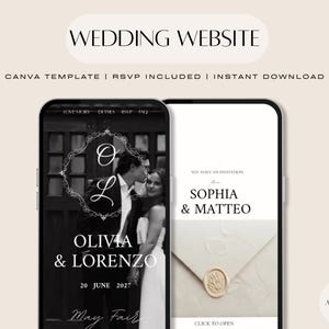 Classic Canva Wedding Website Template – Interactive Digital Wedding Invitation with RSVP, Music & Countdown | Wedding Website
