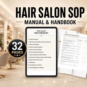 SOP-manual och personalhandbok för frisörsalong, driftguide, utbildningssystem