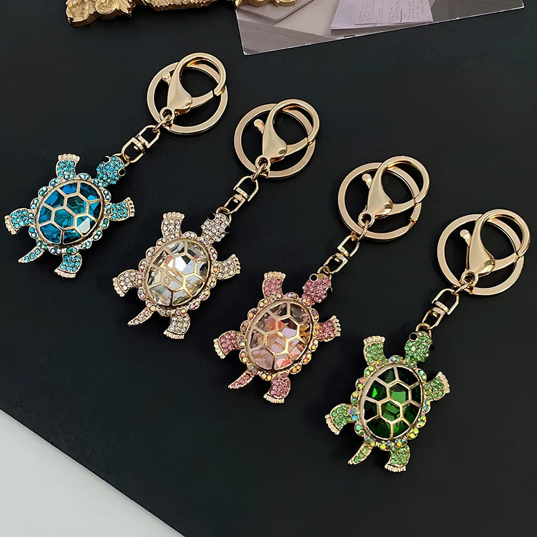 Rhinestone Turtle Keychain Cute Sea Turtle Bag Charm Crystal Ocean ...