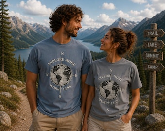 Entdecken Sie mehr Sorgen weniger Kompass Globe Unisex Travel T-Shirt