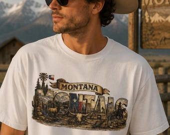 Montana Grafik-T-Shirt, Vintage Western T-Shirt, Montana Zustand Hemd, Cowboy Ranch T-Shirt, Berglandschaft Hemd, Montana Souvenir Geschenk