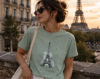 Eiffelturm Paris Skizze T-Shirt | Vintage Reise-Illustration