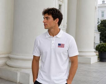 Poloshirt mit amerikanischer Flagge, pakistanisches Poloshirt, USA Flaggen-Poloshirt, Shirt für Männer und Frauen, gesticktes Poloshirt