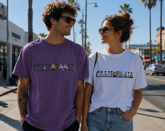 Kalifornien Palme Grafik T-Shirt, Vintage Kalifornien T-Shirt, Küstenstrand Shirt, Golden State Grafik T-Shirt, Unisex Urlaubsgeschenk
