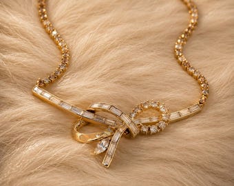 Coro Craft 1954 Rhinestone Bow Necklace