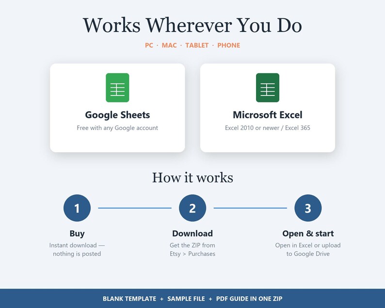 Task Tracker Spreadsheet, Ocean Blue Kanban To-do List for Excel ...