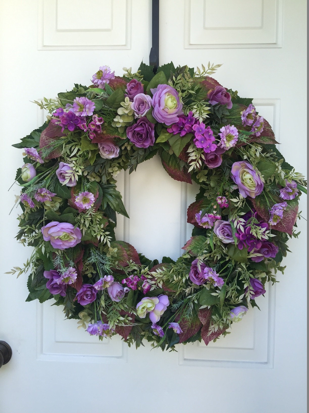 Lavender Roses & Ranunculus With Lush Greens Wreath - Etsy
