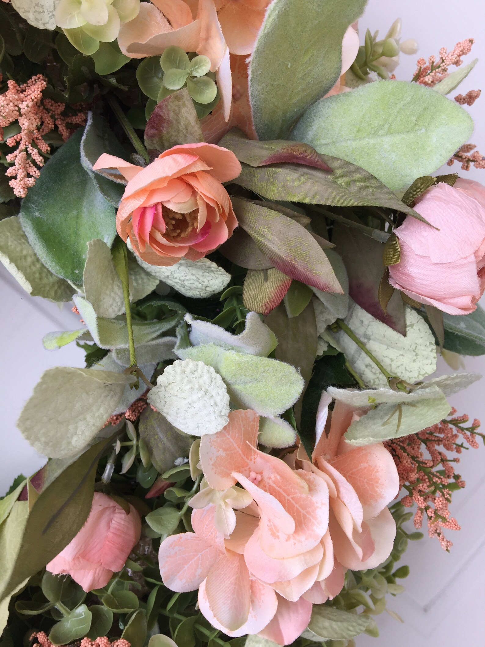 Yellow Sunflowers With Peach Hydrangea and Ranunculus Wreath | Etsy