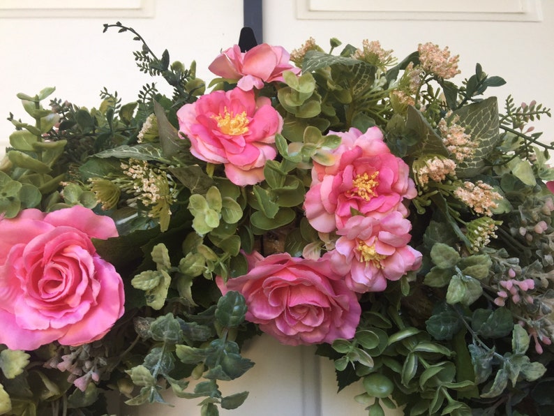 Pink Wild Rose & Roses Wreath image 2