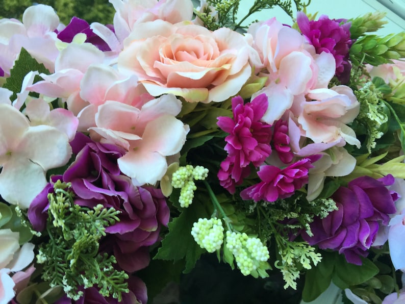 Pink Hydrangea /& Roses with orchid Daisies
