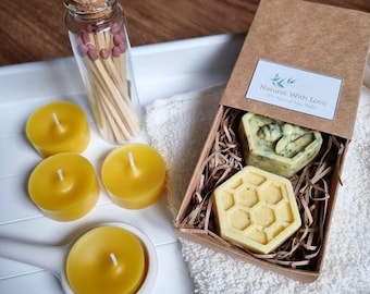 Set de iniciación con cera aromática 100% natural y vela pequeña