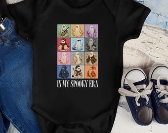 In My Spooky Era Baby Onesie Cute Ghost Infant Bodysuit Taylor Halloween Baby T-Shirt Era Toddler Sweatshirt Newborn Outfit Baby Shower Gift