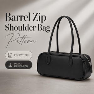 Leather Barrel Bag Pattern PDF, Zip Shoulder Purse Template, DIY Printable Leathercraft Guide, Instant Download