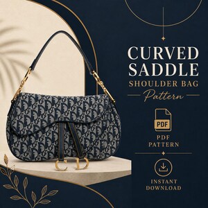 Leather Shoulder Bag Pattern PDF, Curved Saddle Purse Template, DIY Printable Leathercraft Guide, Instant Download