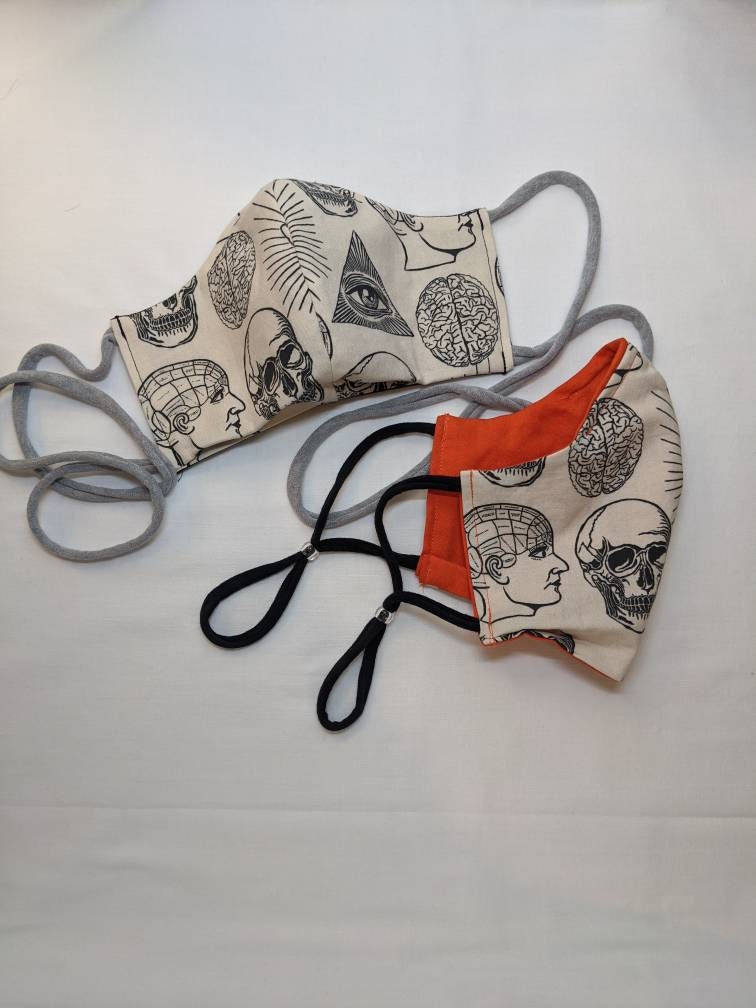Halloween Themed Washable Cotton Face Mask. Nose Wire, Head Tie or Ea…