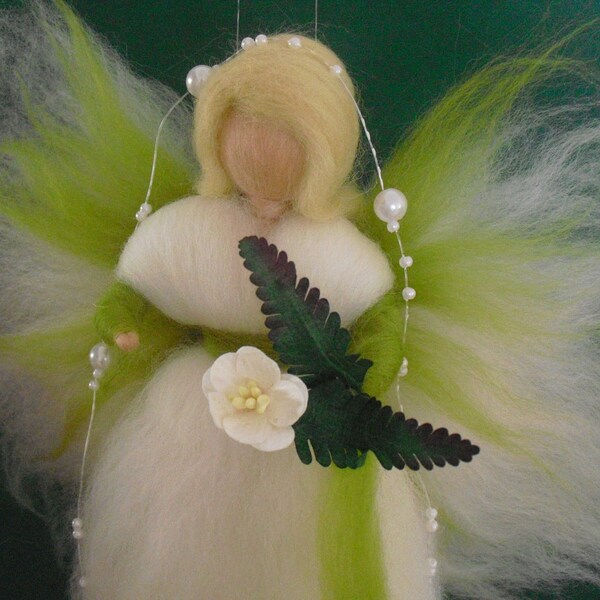 OOAK WHITE ROSE 11 inch needle felted fairy