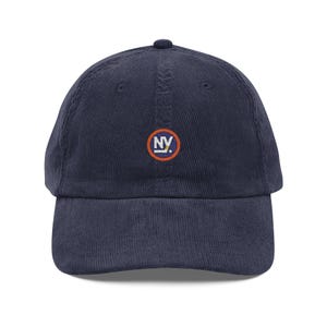 New York Islanders Minimalist Embroidered Hat, Hockey Fan Gift, NY Game Day Cap, Custom Team Headwear, Blue and Orange Cap