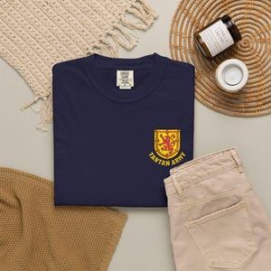 Tartan Army Embroidered T-Shirt | Scotland Football Fan Tee | Scottish Soccer Supporter Shirt | Scotland Pride Apparel | Embroidered Top image 3