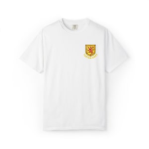 Tartan Army Embroidered T-Shirt | Scotland Football Fan Tee | Scottish Soccer Supporter Shirt | Scotland Pride Apparel | Embroidered Top White