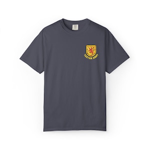 Tartan Army Embroidered T-Shirt | Scotland Football Fan Tee | Scottish Soccer Supporter Shirt | Scotland Pride Apparel | Embroidered Top Navy