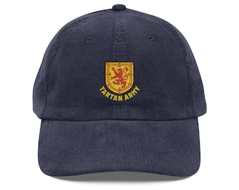 Scotland Tartan Army Embroidered Corduroy Hat | Scottish Football Fan Cap | Vintage Soccer Supporter Headwear | Scotland Pride Hat