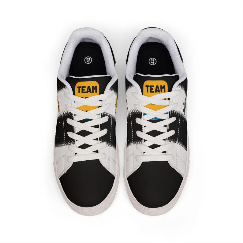 Men Newcastle Leather Sneakers | Toon Army Jersey Inspired Low Tops | Magpies Football Kicks | Geordie Streetwear image 3