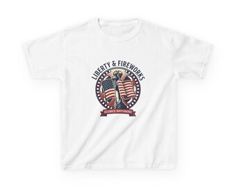 Liberty & Fireworks 250th Celebration  kids tee | American flag patriotic shirt  unisex