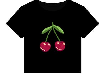 Cherry Illustration Crop Tee | Retro Fruit Graphic