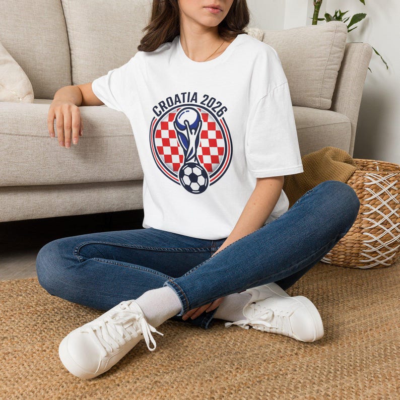T-shirt voetbaltrofee KROATI 2026 | Voetbal T-shirt UNISEX afbeelding 11