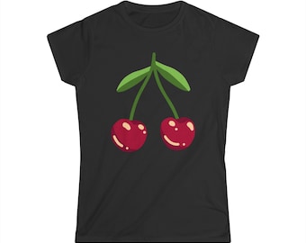 Cherry Illustration T-Shirt | Retro Fruit Graphic, Summer Top