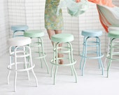 RESERVED for CB: Vintage Diner Stool, Mint, Pale Blue and White. 11 Stools.