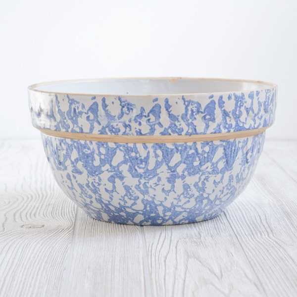 Vintage mischen Sch&uuml;ssel blau Spongeware - K&uuml;che, Geschirr, rustikal
