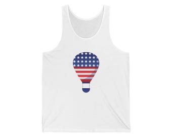 American Flag Hot Air Balloon Tank | Patriotic Fourth of July Shirt
