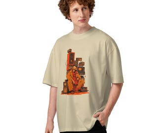 Unisexowa, organiczna, oversize'owa koszulka z grafiką retro