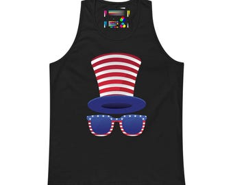 Patriotic Uncle Sam Hat and Sunglasses Tank | 4th of July Tshirt