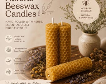 Handgerolde bijenwaskaars
