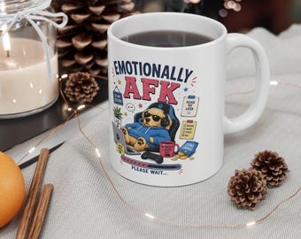 Funny Gamer Mug - Emotionally AFK - Cute Dog Gaming Coffee Cup
